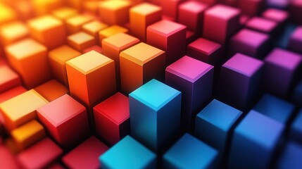 Obraz premium Abstract colorful 3D cubes background, potential for use in data visualization or design