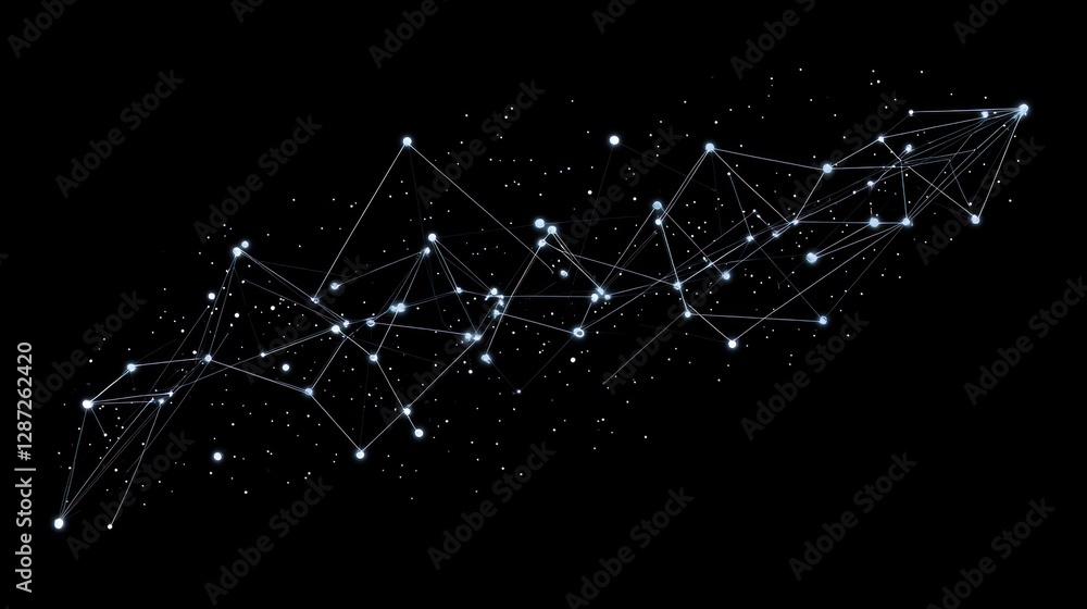 Aufkleber digital network connection flowing, dark background, data visualization, tech presentation