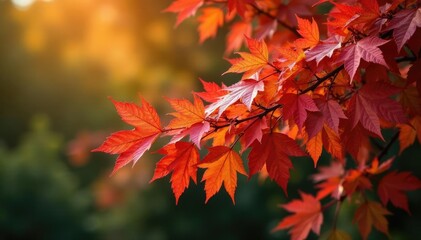 Dense foliage of a deciduous shrub in autumn colors, Deciduous,