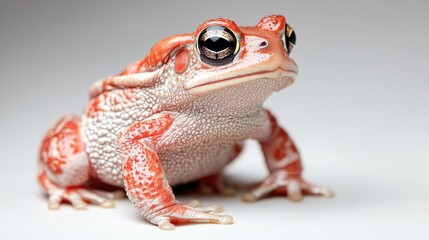 Red frog portrait, studio shot, neutral background, wildlife