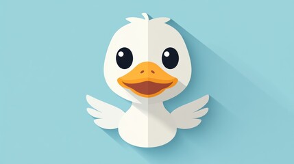 Obraz premium Cute duckling cartoon, pastel background, digital art, children's book illustration