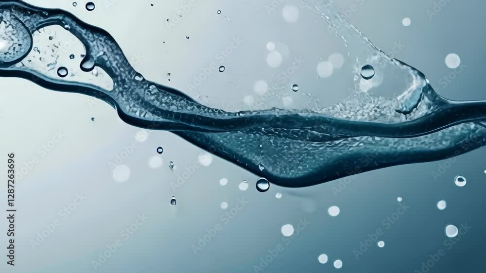 Poster abstract silver and mercury liquid in motion with bokeh effects creating a luxurious and modern feel