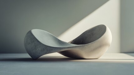 Conceptual design smooth curves of abstract sculpture in minimalist space