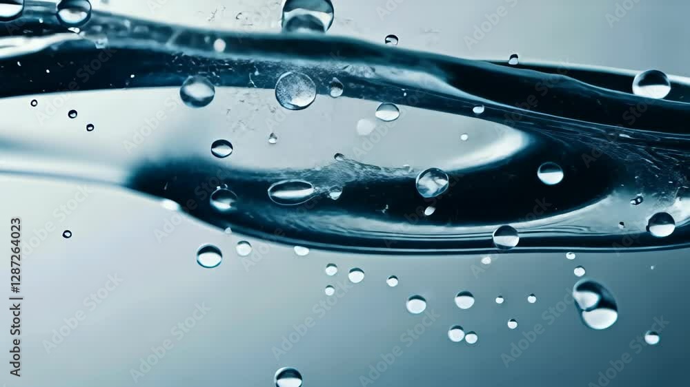 Poster abstract silver and mercury liquid in motion with bokeh effects creating a luxurious and modern feel