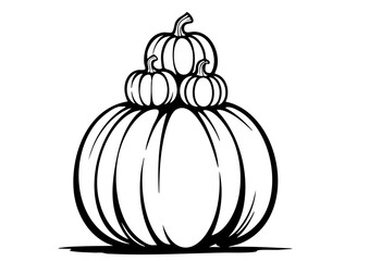 Stacked Pumpkins Outline – Black and White Fall Harvest, Halloween, and Thanksgiving Coloring Page & Seasonal Clipart