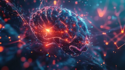 Abstract brain network, glowing neural connections