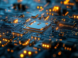 Fototapeta premium Circuit board cpu technology close-up