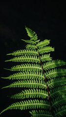 Beautiful green fern leaves. Dark background