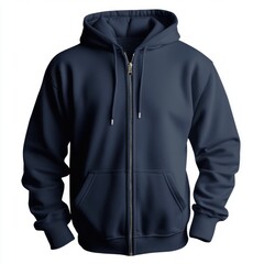 zip-up hoodie in navy blue     