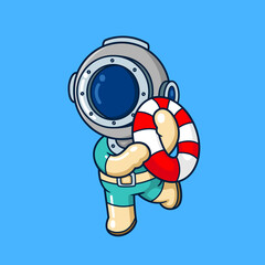 the diver ran and brought a lifebuoy