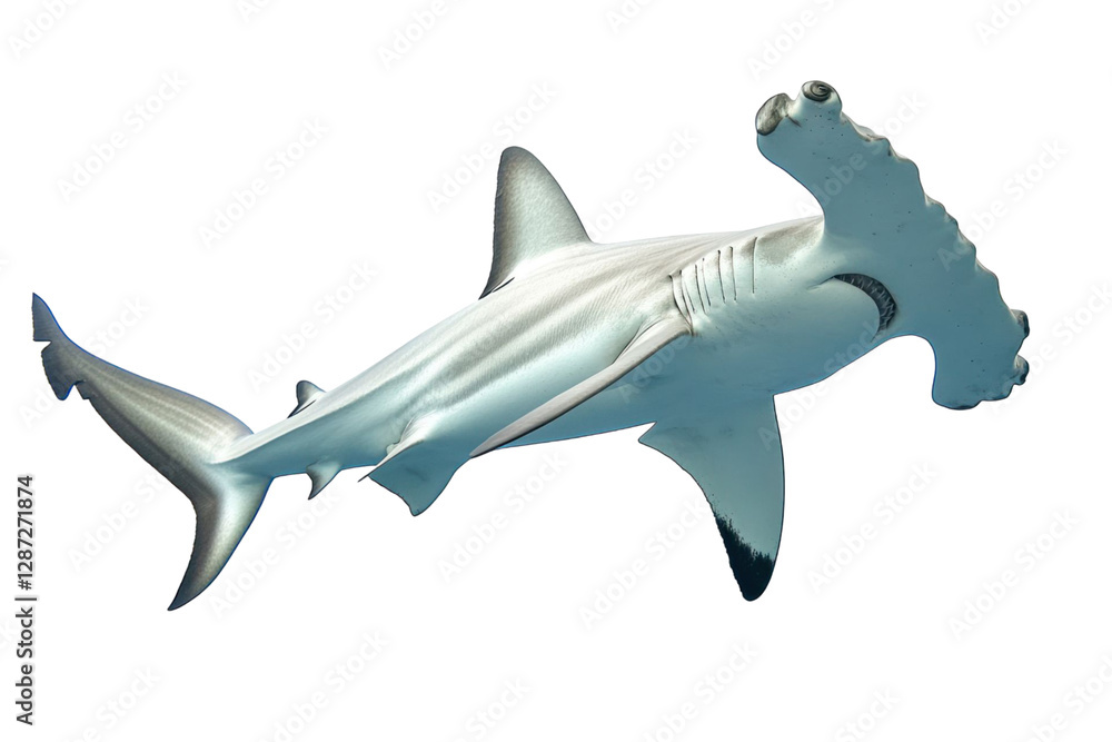 Aufkleber hammerhead shark with a realistic appearance floating in a transparent background the fish with whit