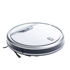 Sleek Minimalist Robotic Vacuum Cleaner Isolated on Transparent Background
