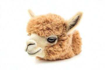 Adorable Brown Alpaca Head Profile Close Up
