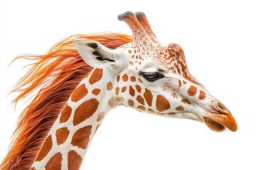 Fototapeta premium A Giraffe Portrait Showing Its Red Mane