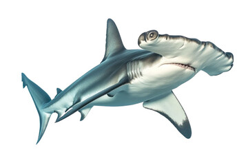 Naklejka premium Isolated shark with transparent background showcasing aquatic life. Features details of its unique head shape and fins