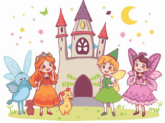 Enchanting Fairytale Characters: Colorful Vector Illustrations for Kids