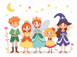 Enchanting Fairytale Characters: Colorful Vector Illustrations for Kids