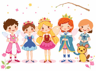 Enchanting Fairytale Characters: Colorful Vector Illustrations for Kids