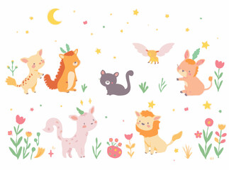 Magical Animal Friends: Whimsical Vector Graphics for Children's Stories