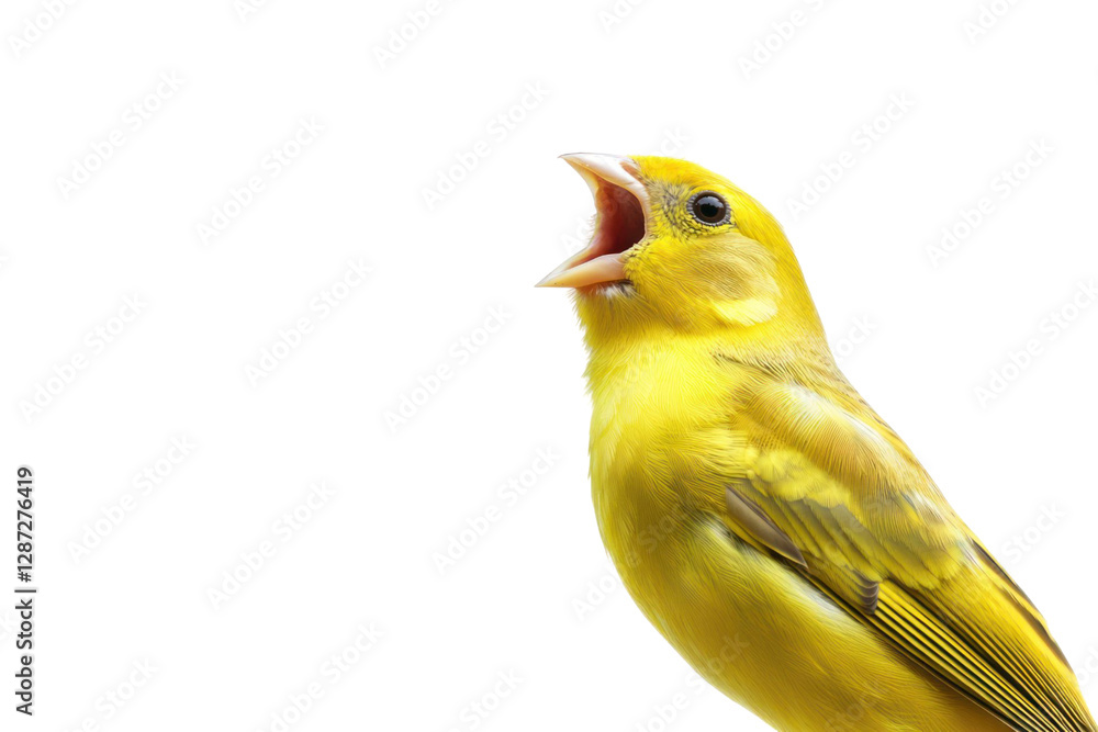 Poster vibrant bird with open beak isolated against a black background showcasing bright feathers and detai