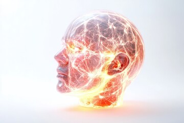 Glowing Human Head Energy Network Visualization