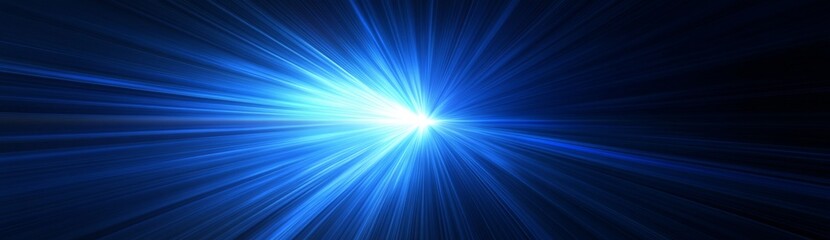 Blue light ray burst, dark background, digital design, website overlay