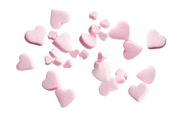 marshmallows falling on transparent background