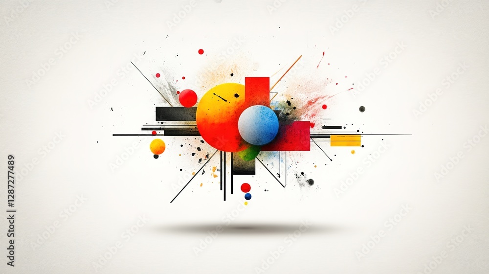 Poster abstract geometric design with bold colors and dynamic shapes