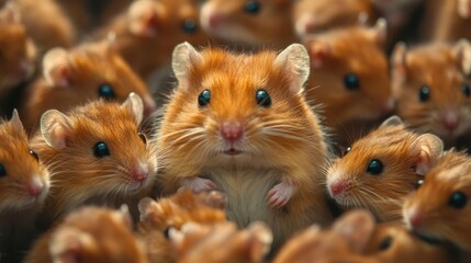 A Cluster Of Adorable Orange Hamsters Huddled Together