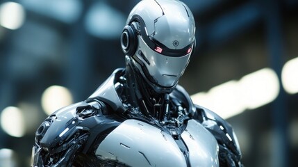 Fototapeta premium Advanced Robotic Figure: A Glimpse into Futuristic Technology