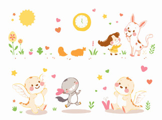 Naklejka premium Playful and Charming Whimsical Vectors for Kids' Stories