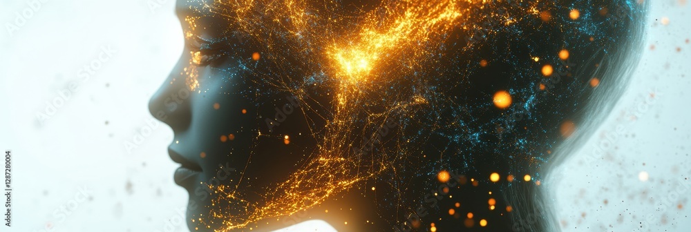 Poster Exploring the intricate neural connections of artificial intelligence in a human head profile. Generative AI