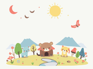 Fototapeta premium Adorable Creatures and Fantasy Landscapes
