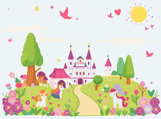 Obraz premium Magical Kingdoms and Cute Characters for Kids