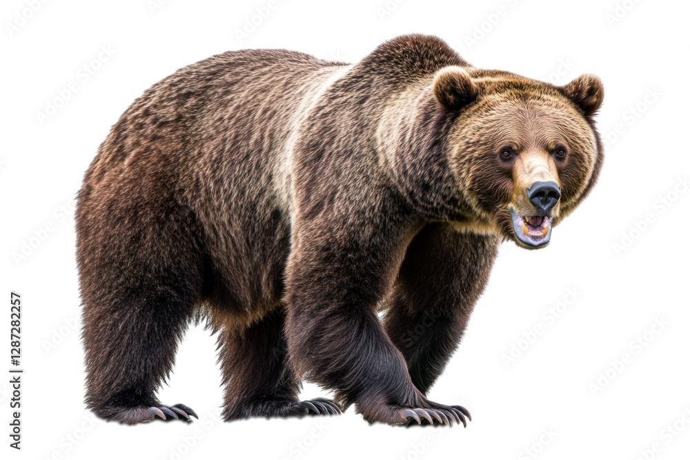 Poster a generic powerful animal with fur and an open mouth with a transparent background for easy composit