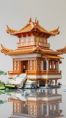 Obraz premium 3d ancient traditional architectural mode illustration poster background