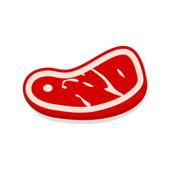 Raw beef meat steak slice vector cartoon illustration