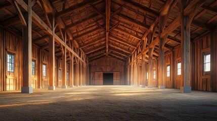 Sunlit Spacious Wooden Barn Interior Design
