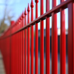 Obraz premium Red Metal Fence at Park