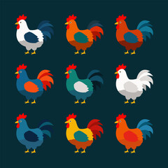 Colorful Rooster Collection