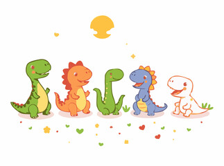Adorable Dinosaur Friends - Fun Vector Elements for Kids' Storytelling
