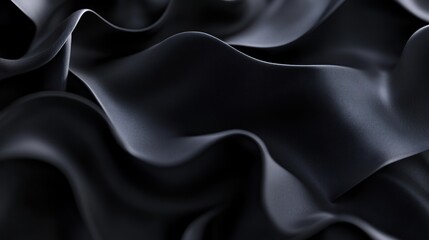 Obraz premium Abstract dark gray fabric with soft waves and folds, elegant texture background.