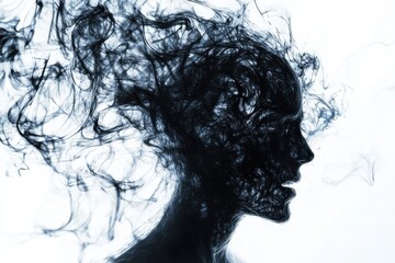 Fototapeta premium Abstract Smoke Silhouette Of A Woman Profile