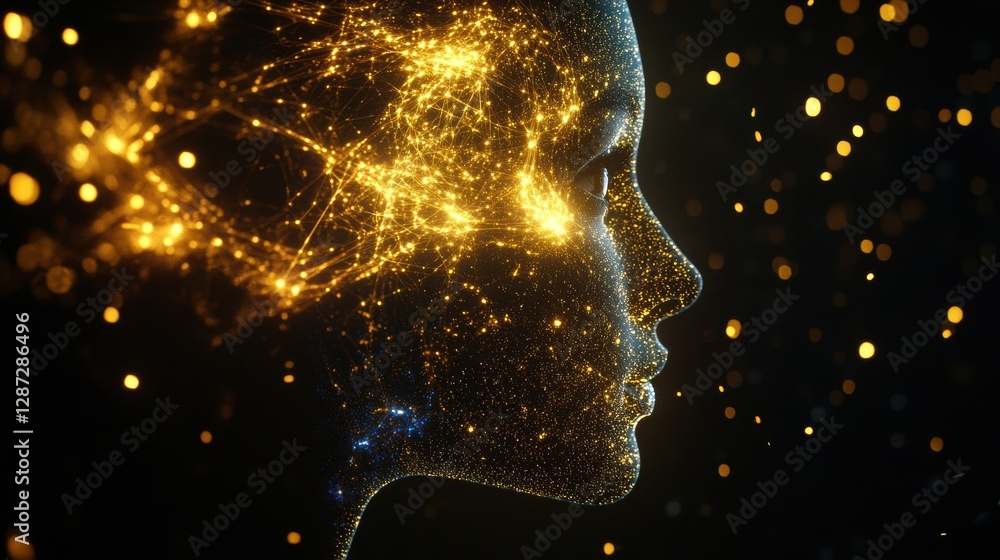Poster Complex neural connections illustrate the potential of artificial intelligence in human thought and innovation. Generative AI