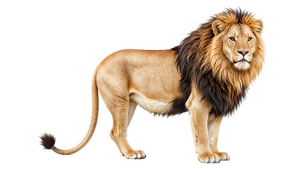 Obraz premium Male Lion Standing, Isolated on White Background