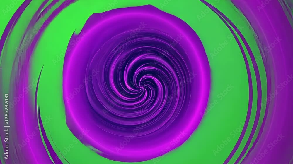 Aufkleber purple vortex spinning and rotating on a vibrant green screen background, creating a hypnotic visual