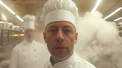 Chefs in a commercial kitchen