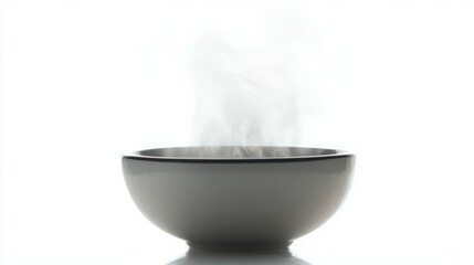 Steam rises from a bowl of hot soup, a comforting scene.