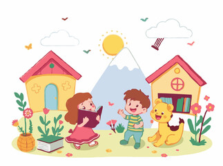 Colorful Cartoon Illustrations for Kids' Books