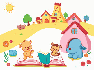 Obraz premium Colorful Cartoon Illustrations for Kids' Books